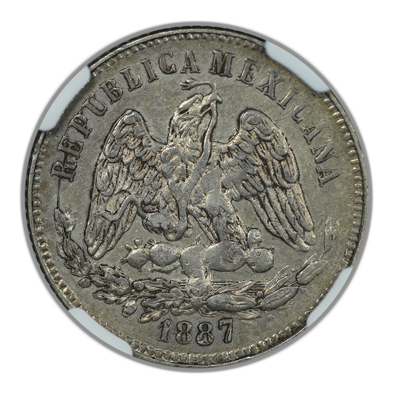 1887 MO M Mexico 25C Centavos NGC AU55