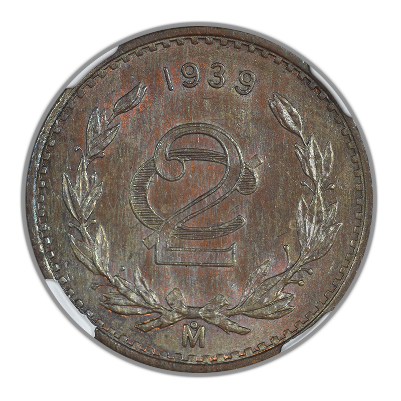 1939 Mo Mexico 2C Centavos NGC MS63BN