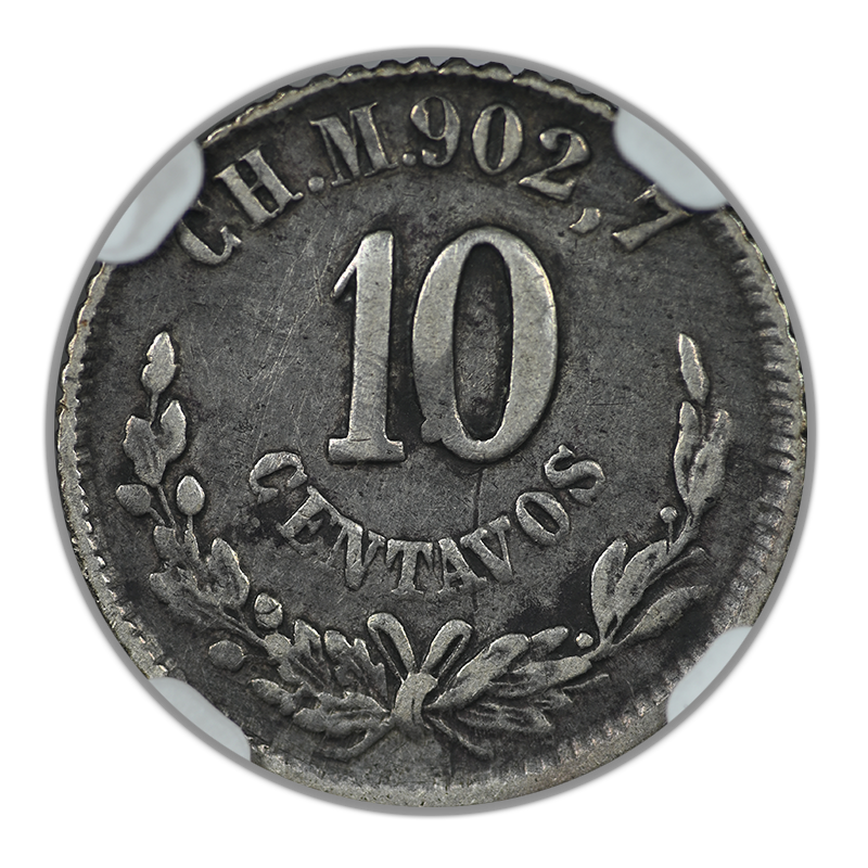 1884 CH M Mexico 10C Centavos NGC VF25