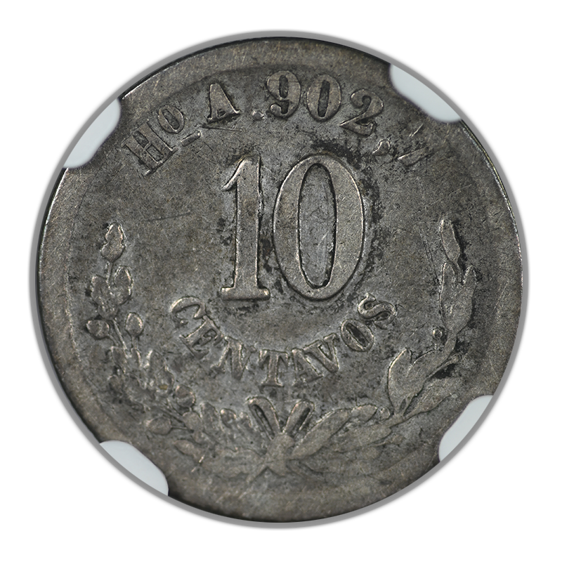 1878 HO A Mexico 10C Centavos NGC VF30