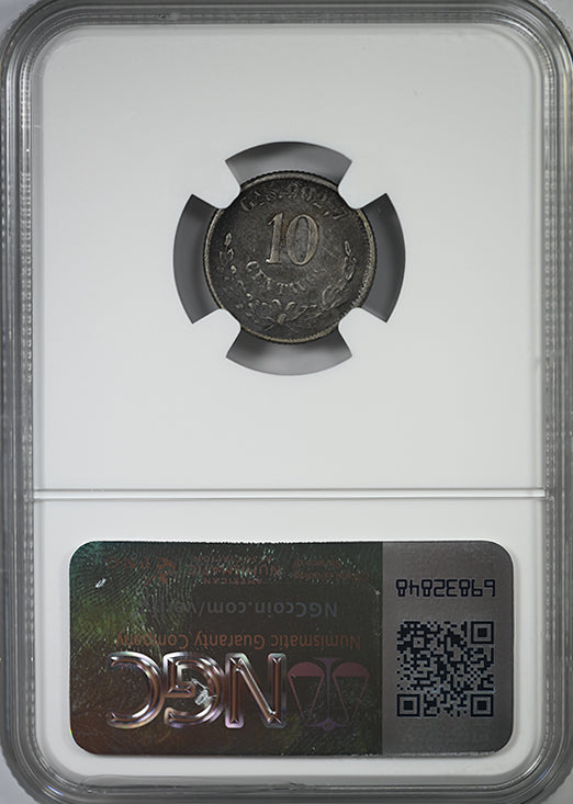 1889 CA M Mexico 10C Centavos NGC XF45