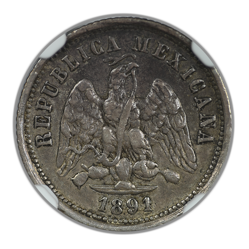 1891 ZS Z Mexico 10C Centavos NGC XF45