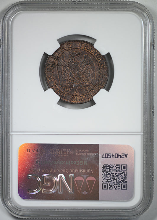 1854-A France 5C Centimes NGC MS63BN