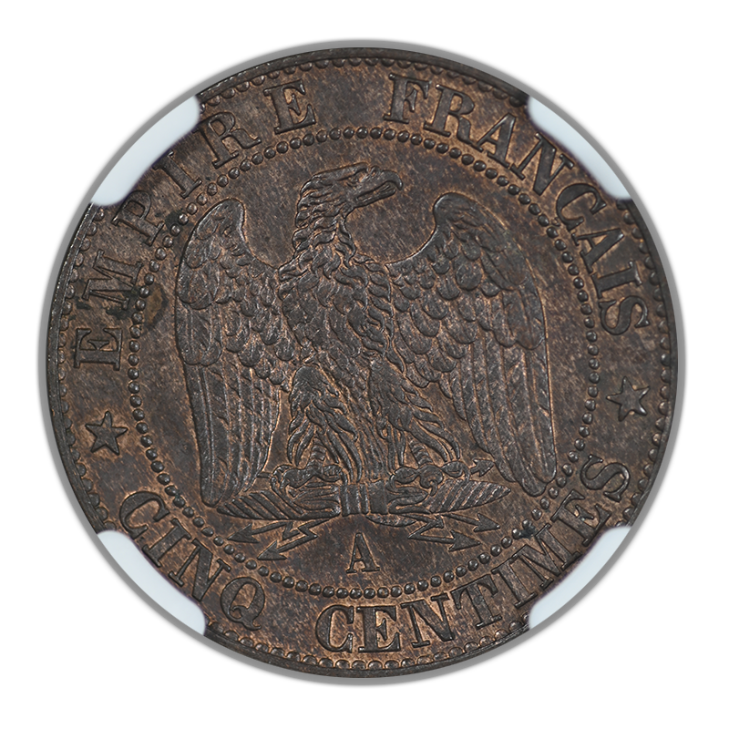 1854-A France 5C Centimes NGC MS63BN