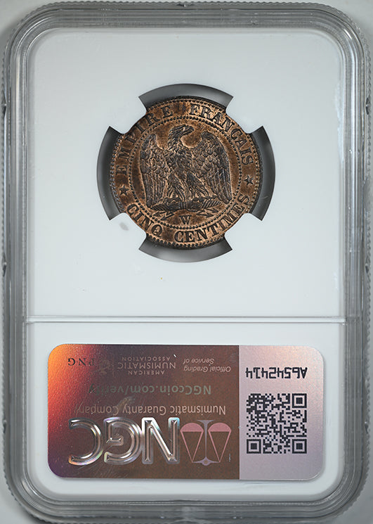 1853-W France 5C Centimes NGC MS64BN