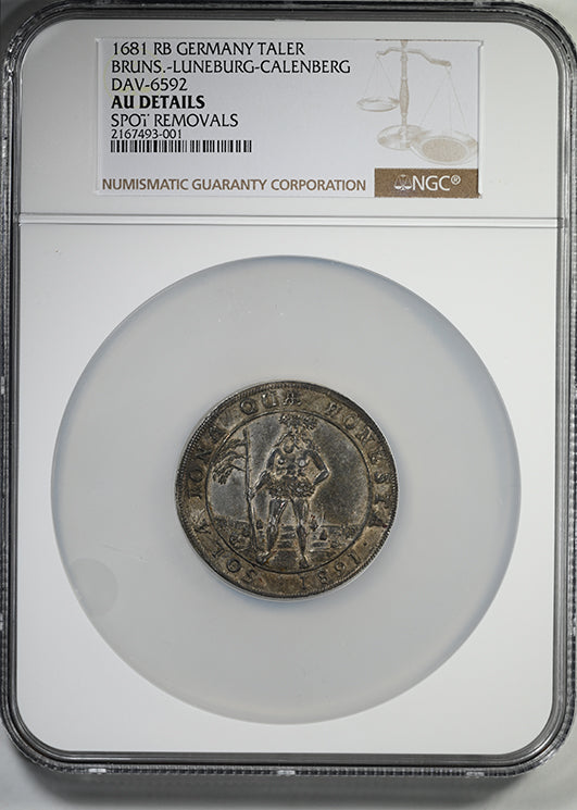 1681 RB German States Brunswick Luneburg Calenberg Wildman Taler Germany Thaler DAV-6592 NGC AU Details