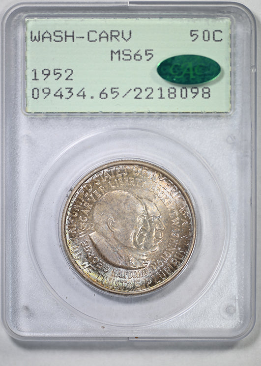 1952 Washington Carver Classic Commemorative Half Dollar 50C PCGS Rattler MS65 CAC