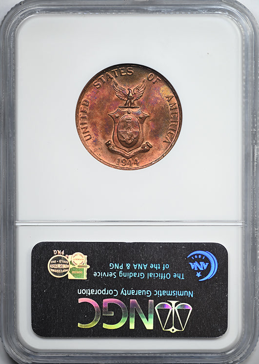 1944-S USA Philippines 1C Centavo NGC MS64RB