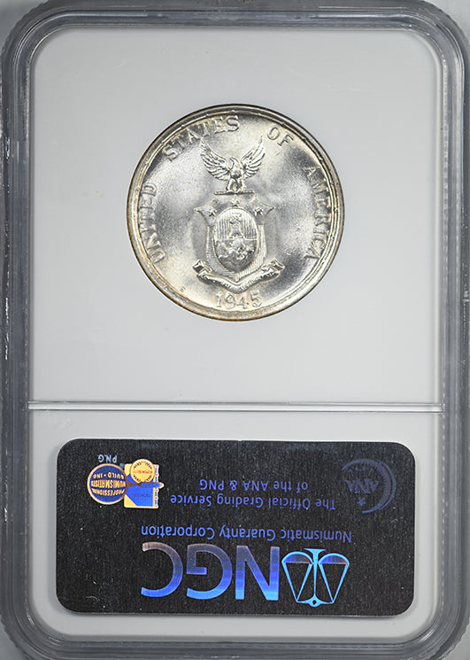1945-S USA Philippines 50C Centavos NGC MS66