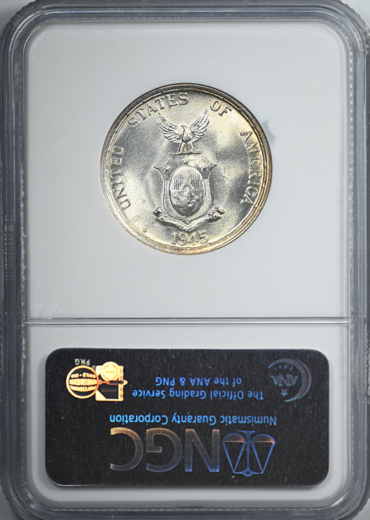 1945-S USA Philippines 50C Centavos NGC MS66