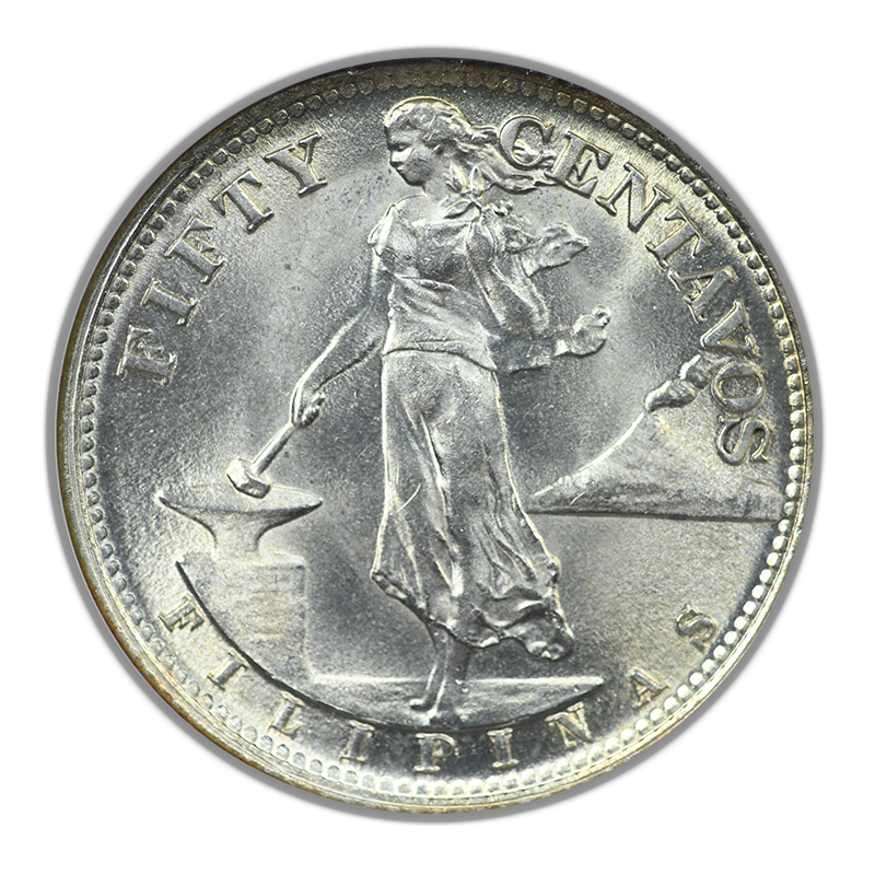 1945-S USA Philippines 50C Centavos NGC MS66