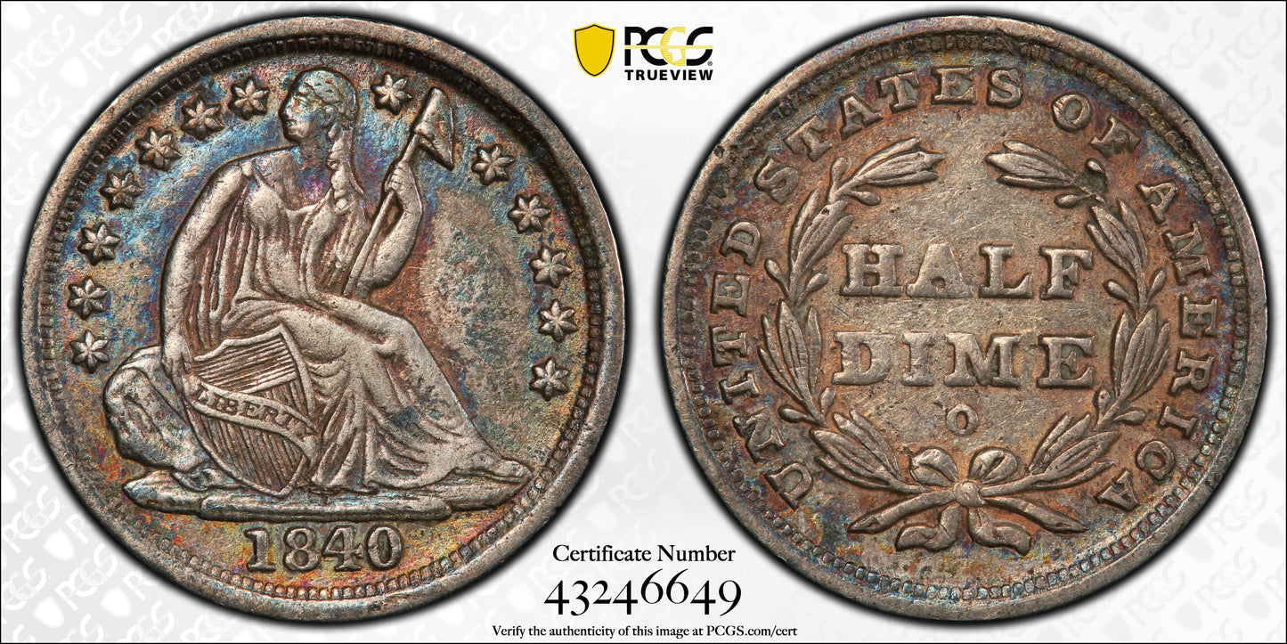 1840-O Liberty Seated Half Dime H10C PCGS XF40 - No Drapery Trueview