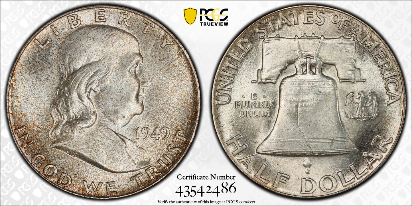 1949 Franklin Half Dollar 50C PCGS MS65FBL Trueview