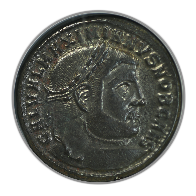 AD 305-311 Roman Empire Galerius AE Follis ANACS Soapbox AU50 Obverse