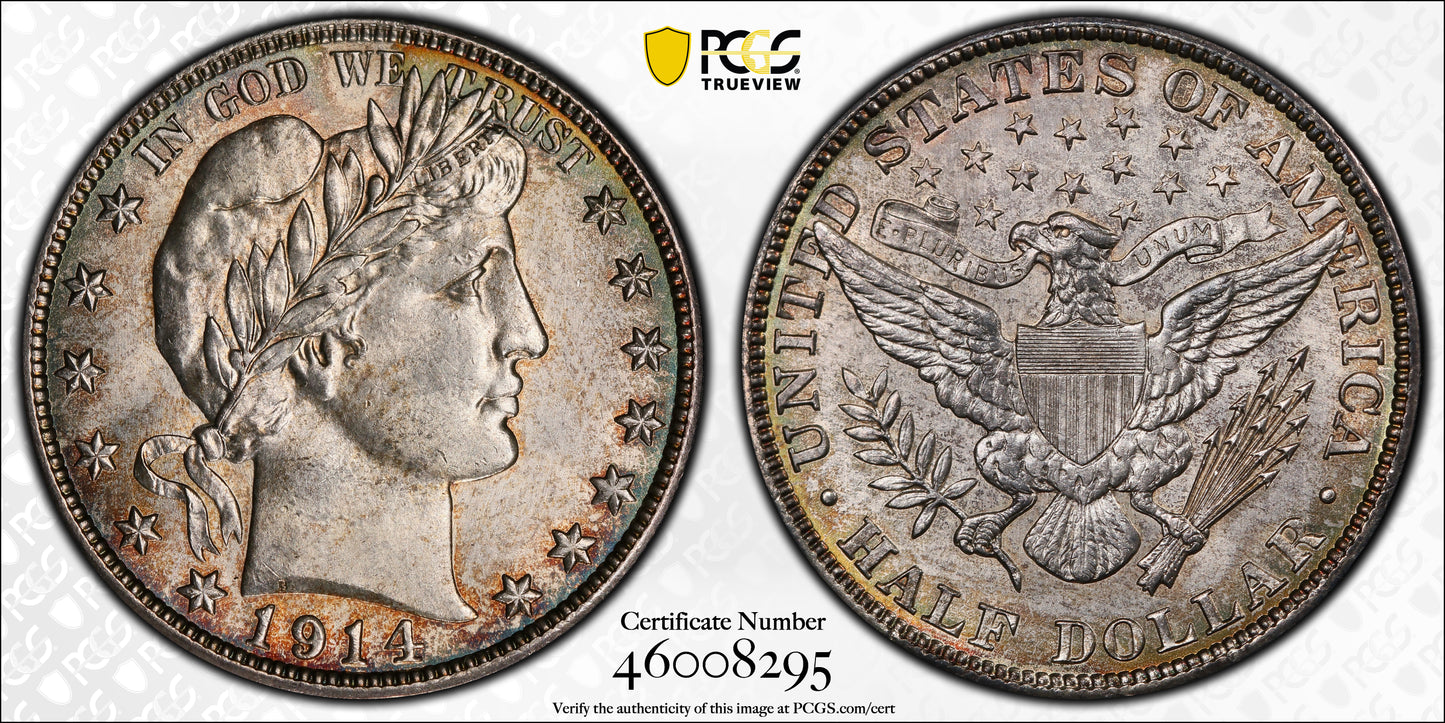 1914 Barber Half Dollar 50C PCGS MS65 Trueview