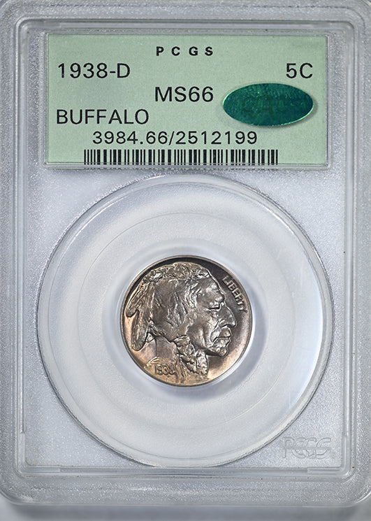 1938-D Buffalo Nickel 5C PCGS MS66 CAC OGH