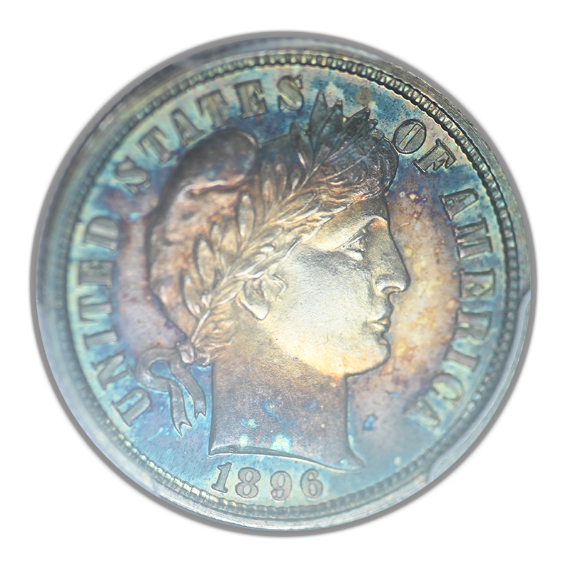 1896 Proof Barber Dime 10C PCGS PR65CAM Cameo - TONED!