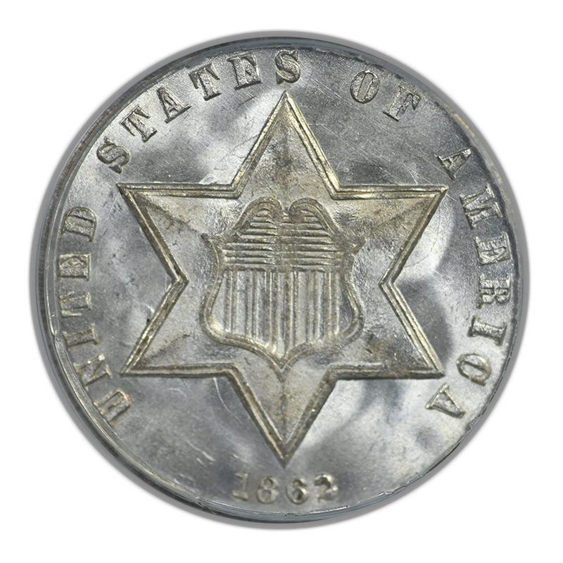 1862 Three Cent Silver Piece 3CS PCGS MS66 CAC OGH