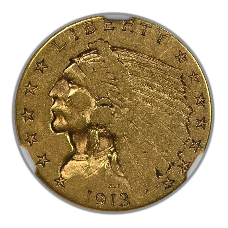 1913 Indian Head Gold Quarter Eagle $2.50 NGC VG10 - Lowball