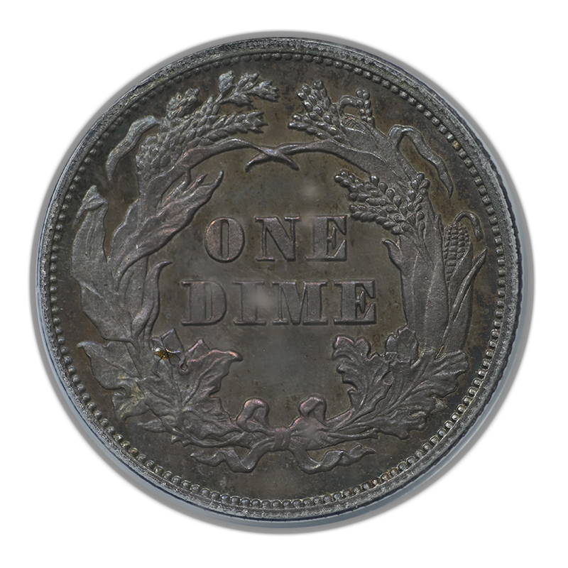 1866 Proof Liberty Seated Dime 10C PCGS PR65 - TONED!