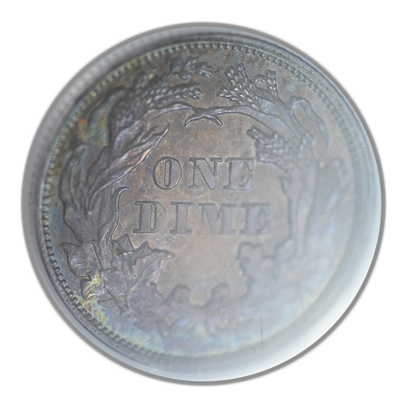1866 Proof Liberty Seated Dime 10C PCGS PR65 - TONED!