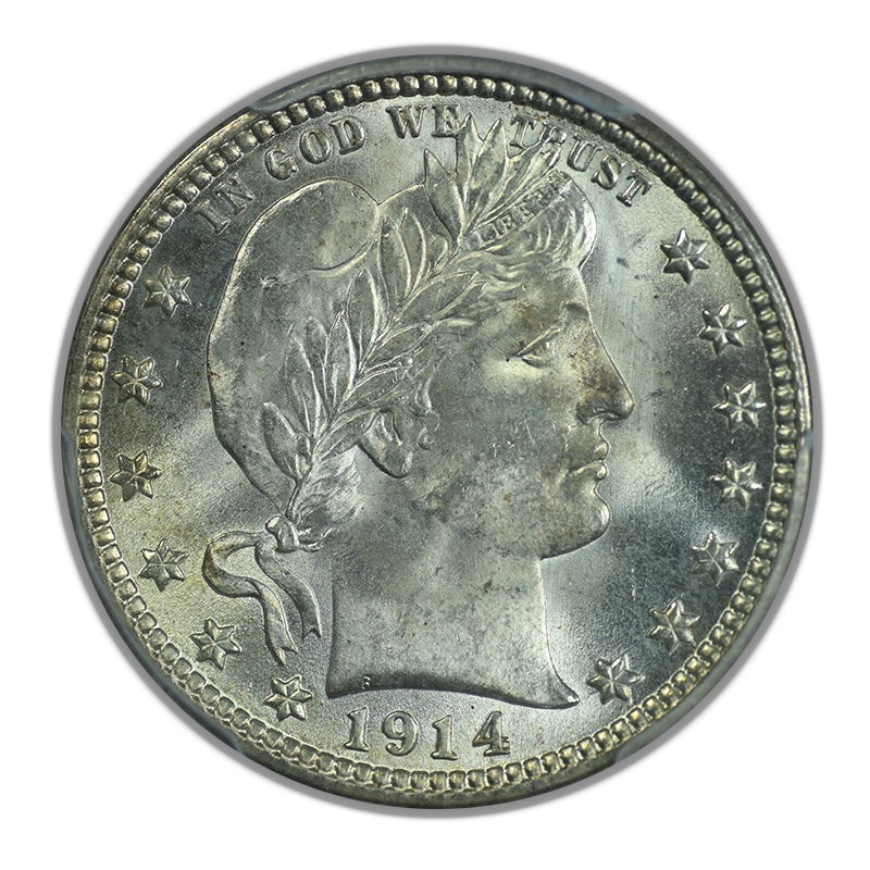 1914 Barber Quarter 25C PCGS MS66 Obverse