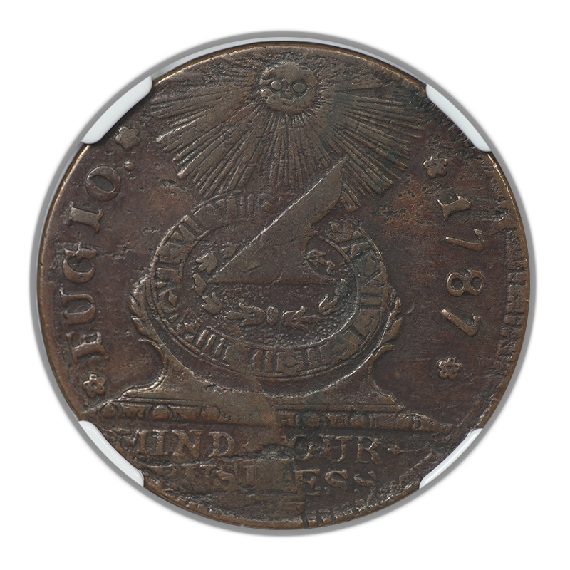 1787 Fugio Cent 1C 4 Cinq P.R. 'States United' NGC VF Details - Reverse Planchet Flaw