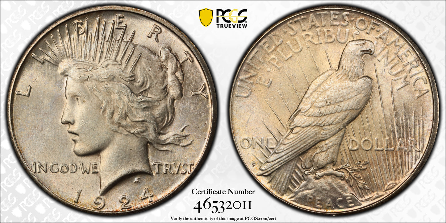 1924-S Peace Dollar $1 PCGS MS62 Trueview