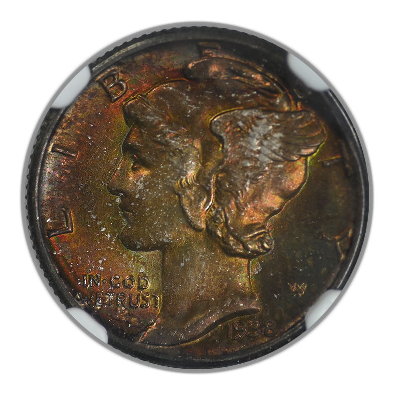 1938 Mercury Dime 10C NGC MS66 - TONED! Obverse
