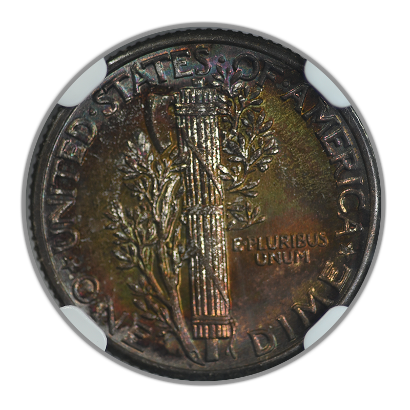 1938 Mercury Dime 10C NGC MS66 - TONED! Reverse