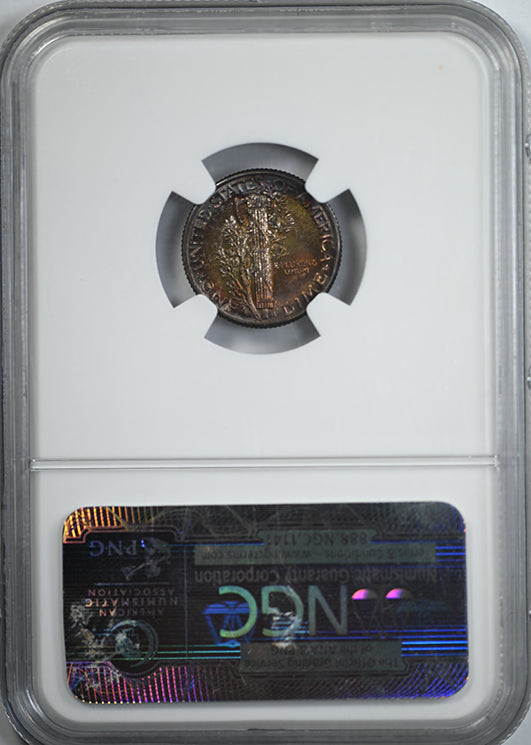 1938 Mercury Dime 10C NGC MS66 - TONED! Reverse Slab