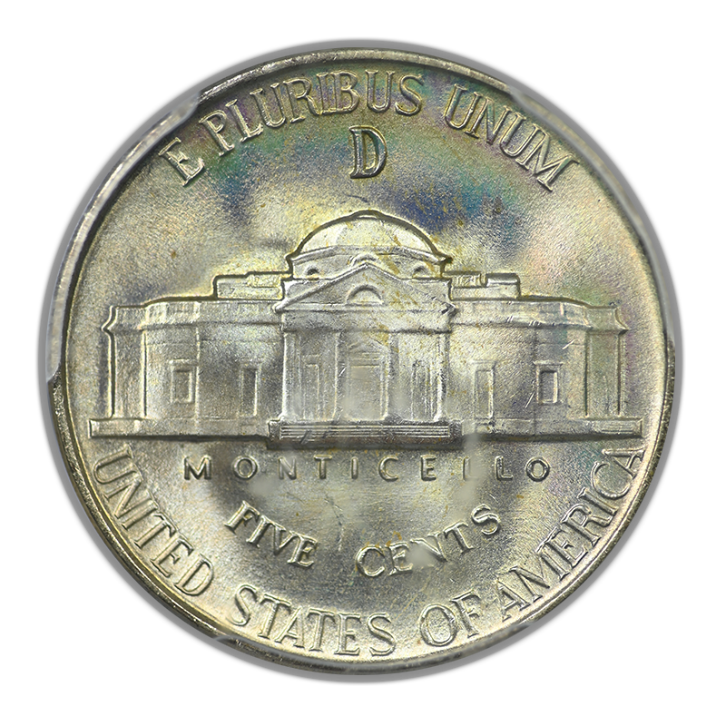 1945-D Jefferson War Nickel 5C PCGS MS66+ - TONED!