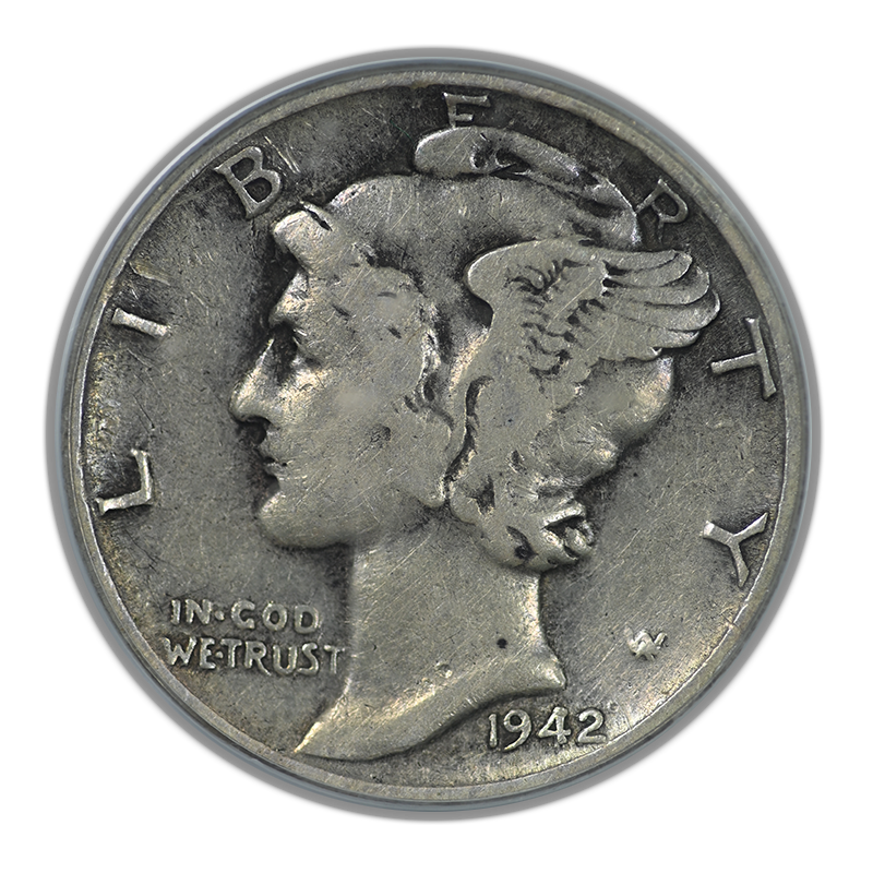 1942/1-D Mercury Dime 10C PCGS VF25 OGH