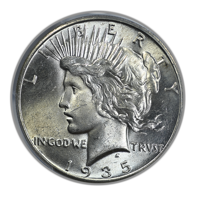 1935 Peace Dollar $1 PCGS MS63 Obverse