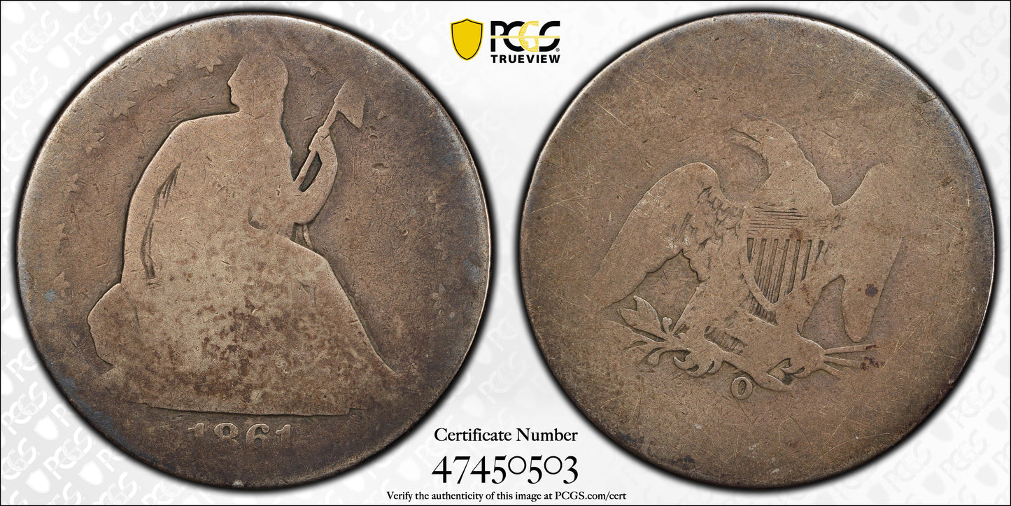 1861-O Lowball Liberty Seated Half Dollar 50C PCGS FR02 Trueview