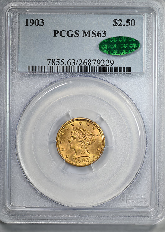 1903 Liberty Head Gold Quarter Eagle $2.50 PCGS MS63 CAC