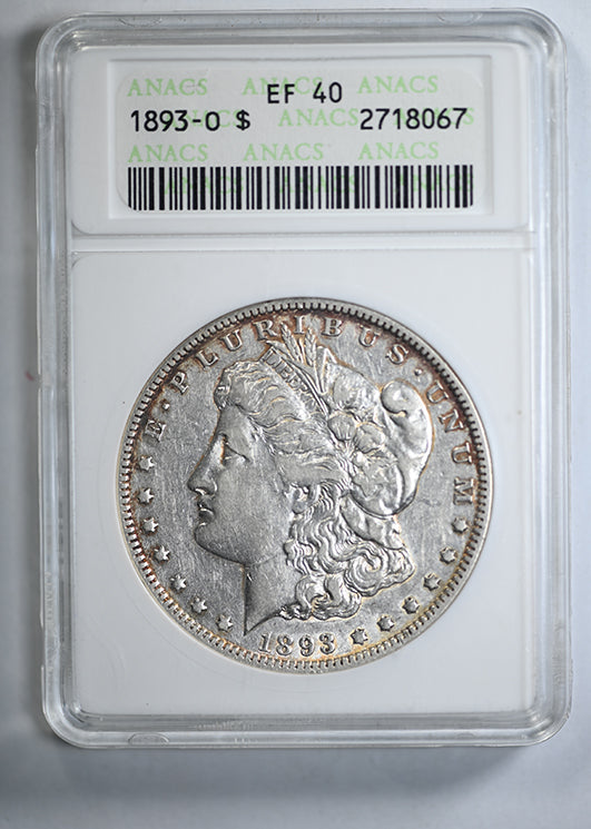 1893-O Morgan Dollar $1 ANACS EF40 Obverse Slab