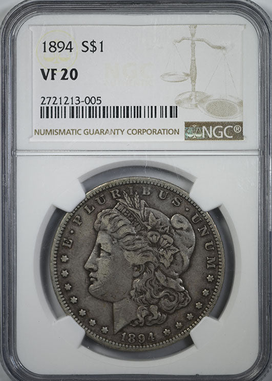 1894 Morgan Dollar $1 NGC VF20 Obverse Slab