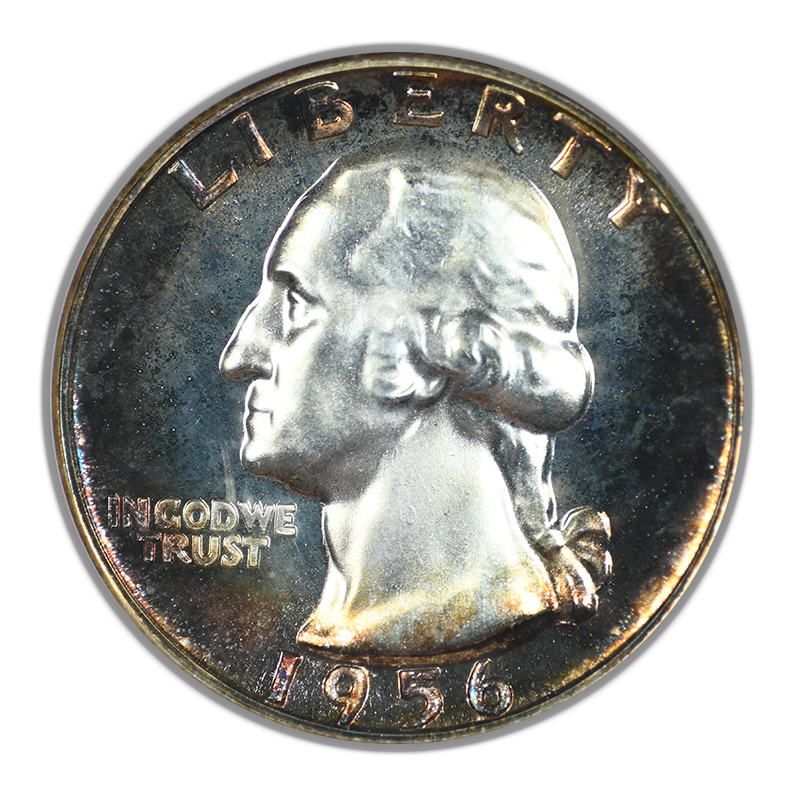 1956 Proof Washington Quarter 25C ANACS Soapbox PF68 CAMEO - TONED!