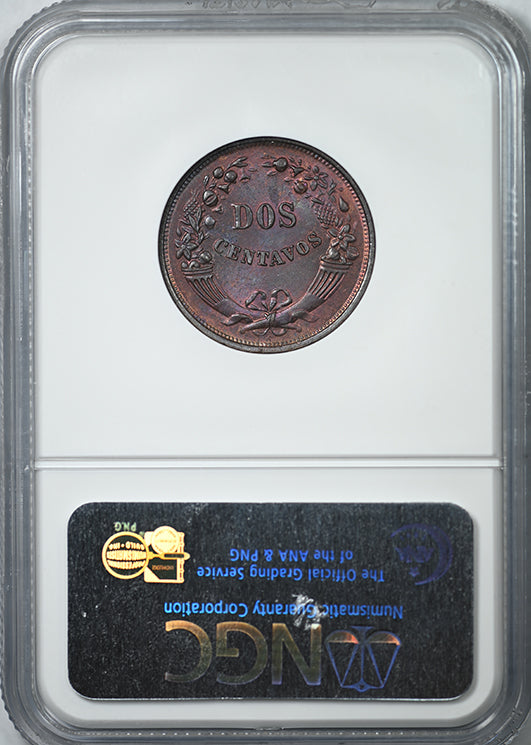 1936 Peru 2C Centavos NGC MS65RB - TONED!