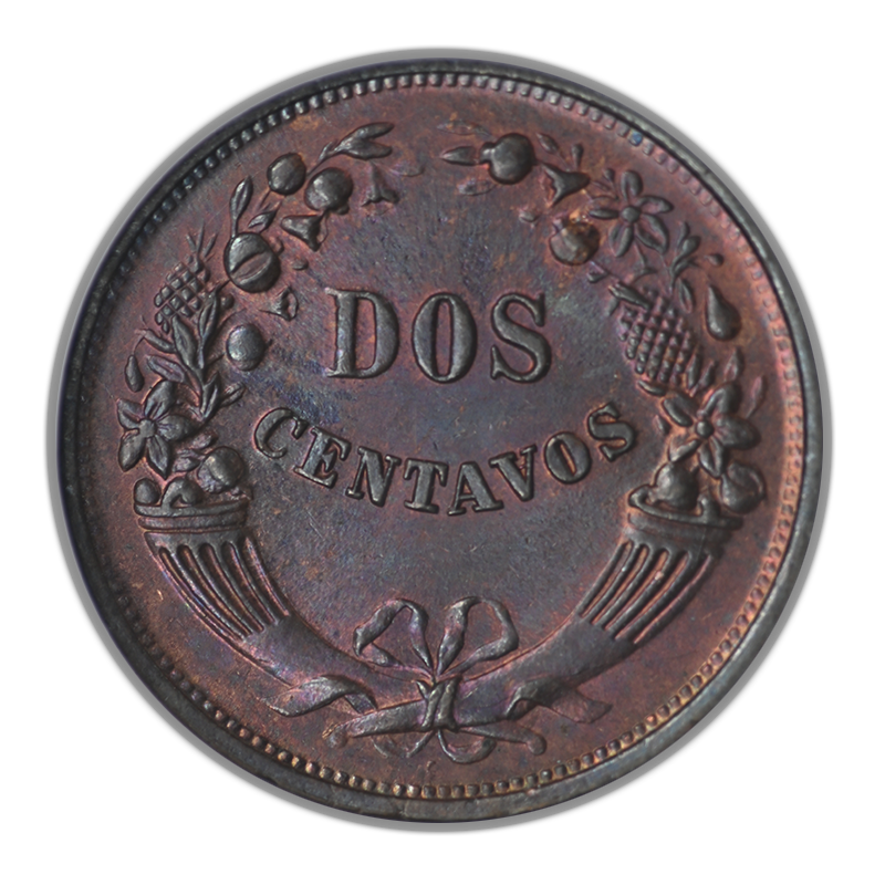 1936 Peru 2C Centavos NGC MS65RB - TONED!