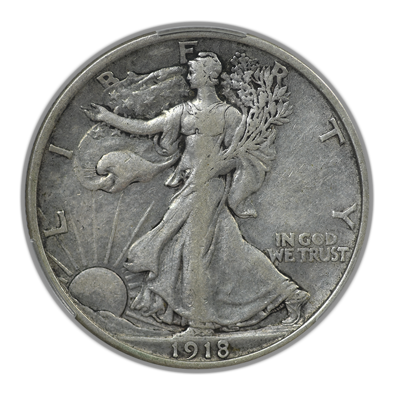 1918-D Walking Liberty Half Dollar 50C CAC VF30
