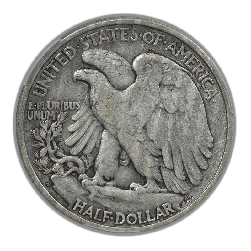 1918-D Walking Liberty Half Dollar 50C CAC VF30