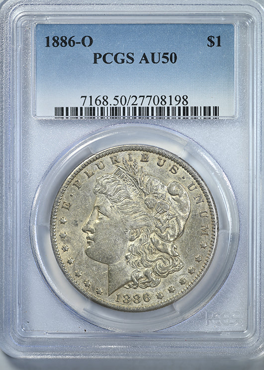 1886-O Morgan Dollar $1 PCGS AU50 Obverse Slab