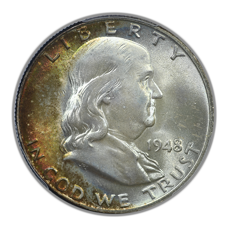 1948 Franklin Half Dollar 50C PCGS MS65FBL - Full Bell Lines - TONED!
