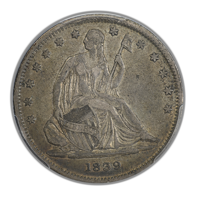 1839 Liberty Seated Half Dollar 50C PCGS VF35 CAC Obverse