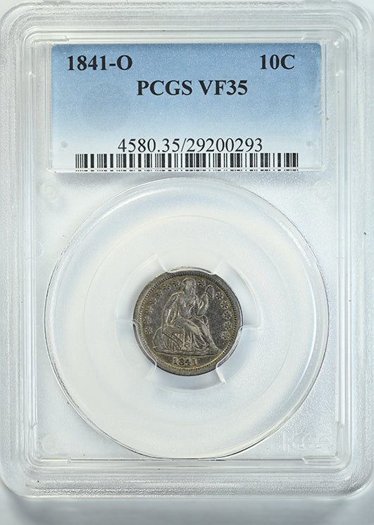 1841-O Liberty Seated Dime 10C PCGS VF35 Obverse Slab