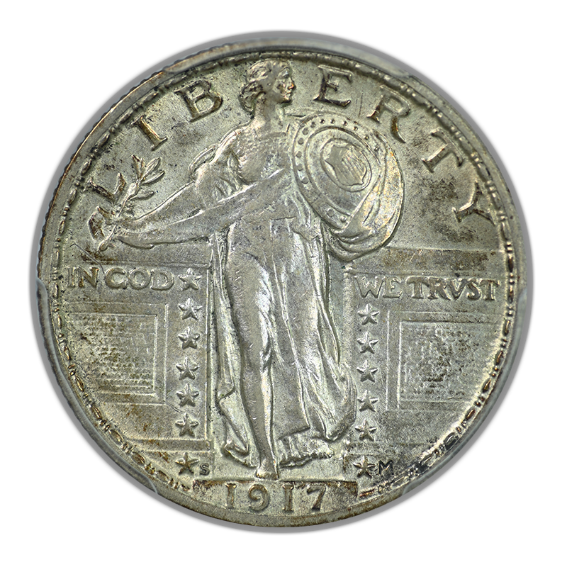 1917-S Type 2 Standing Liberty Quarter 25C PCGS AU55FH CAC - Full Head