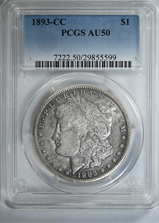 1893-CC Morgan Dollar $1 PCGS AU50 Obverse Slab