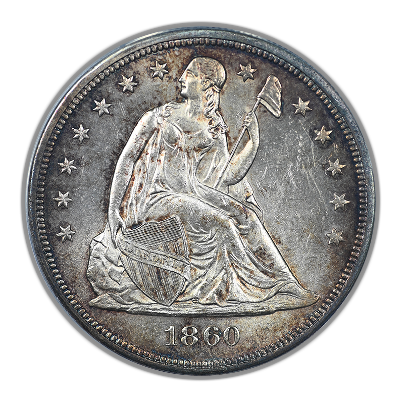 1860-O Liberty Seated Dollar $1 ANACS MS62